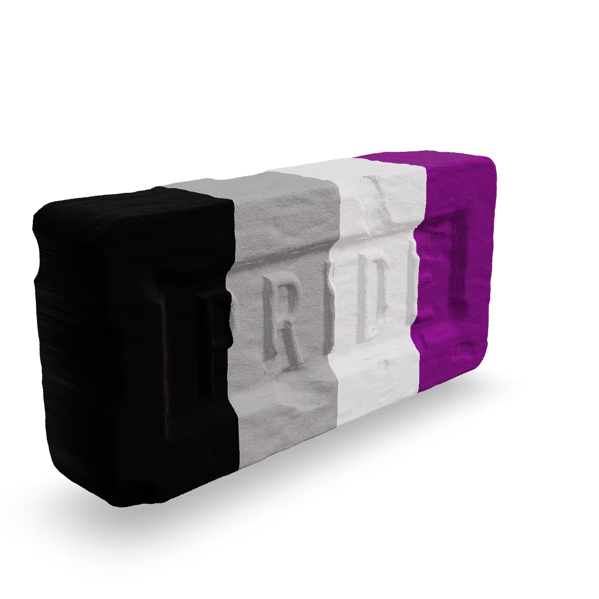 Pride Brick Key Chain, Asexual Pride Brick Key Chain, Three-quarter view from the left