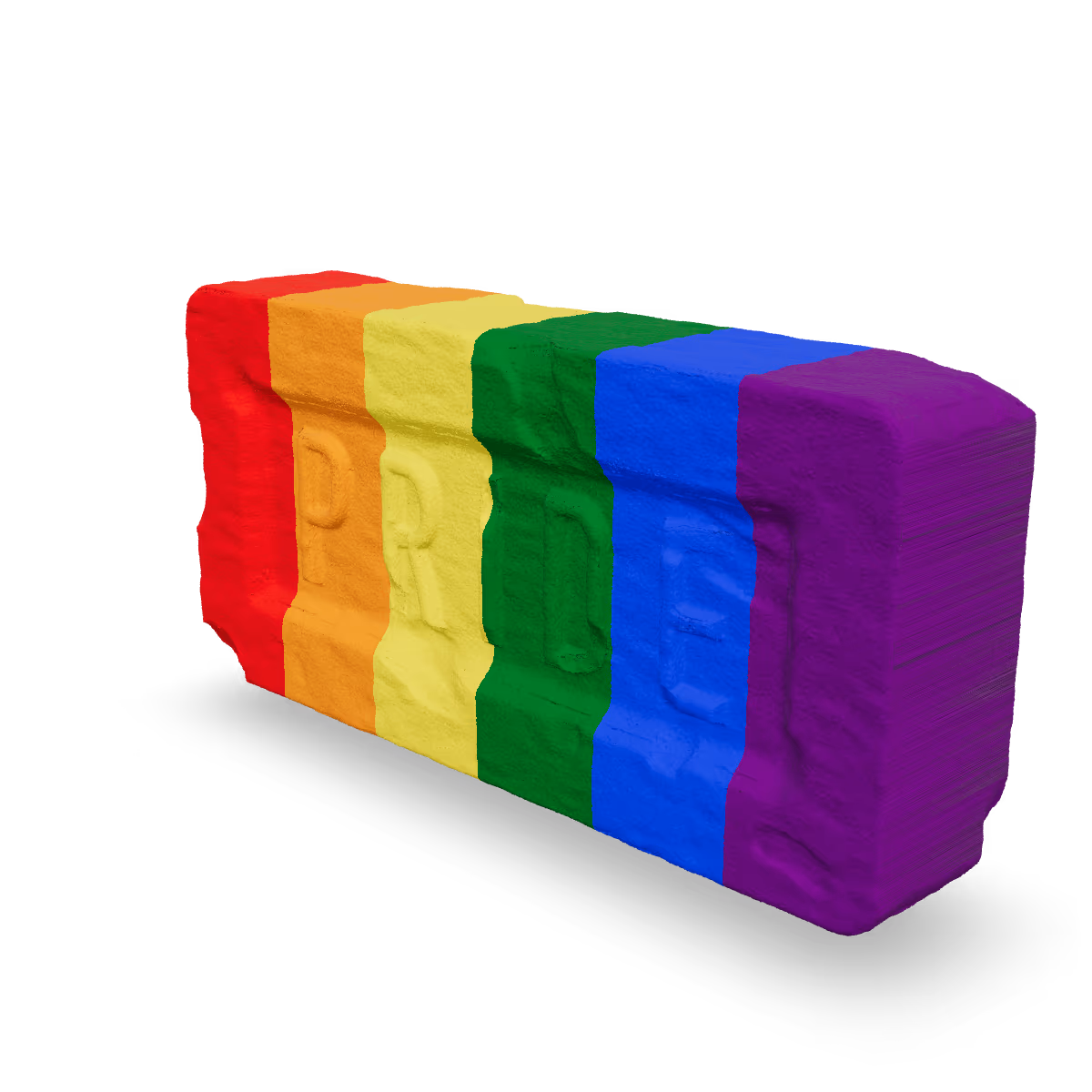 Pride Brick Key Chain, Rainbow Pride Brick Key Chain, Three-quarter view from the right