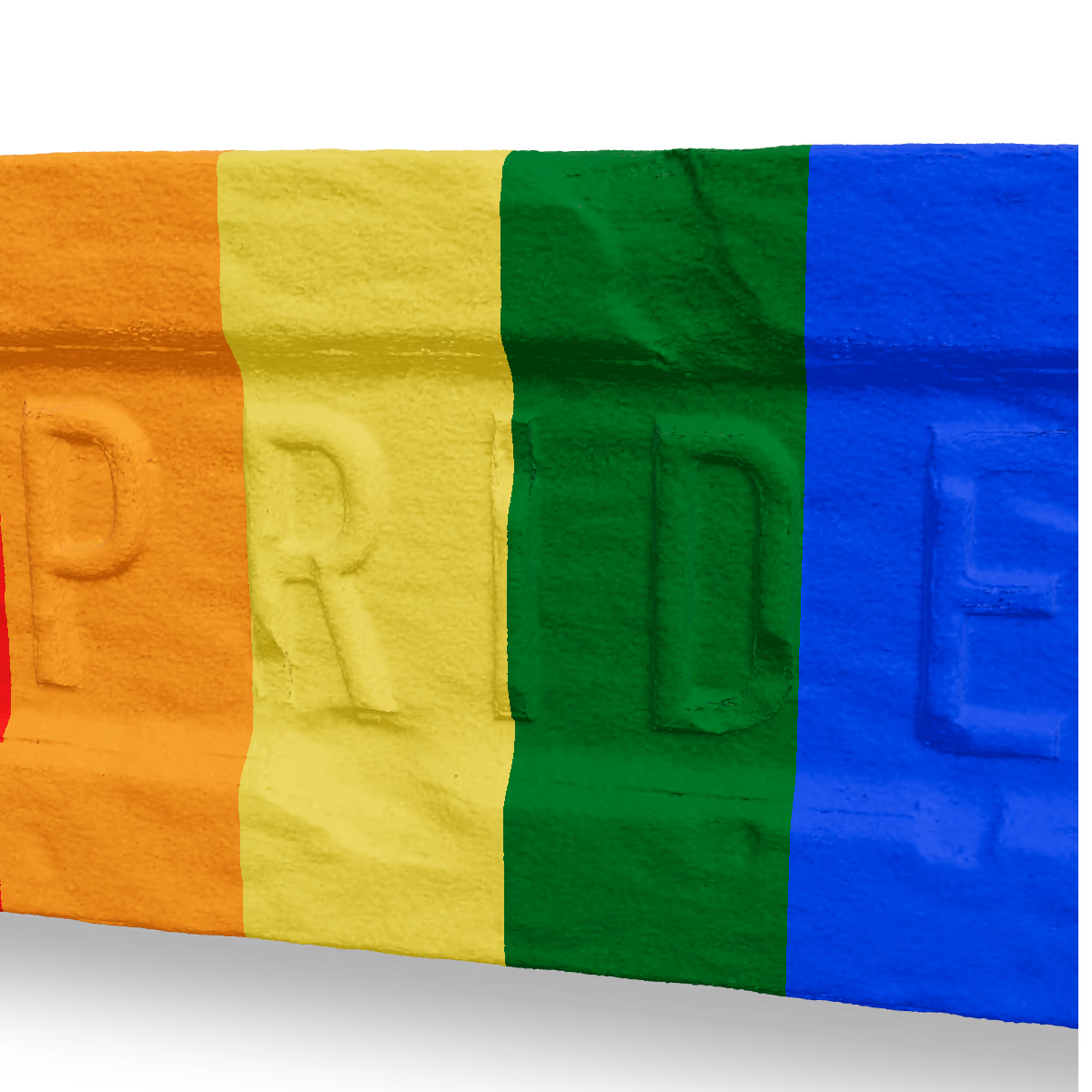 Pride Brick Key Chain, Rainbow Pride Brick Key Chain, Close-up showing print layer lines