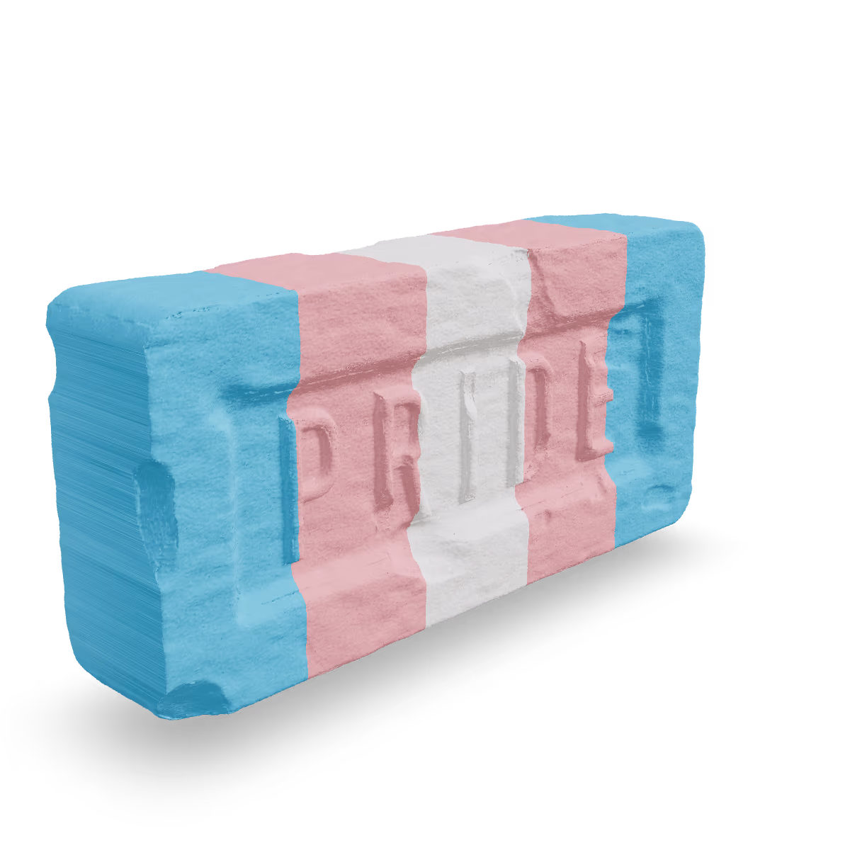 Pride Brick, Transgender Pride Brick, Three-quarter view from the left