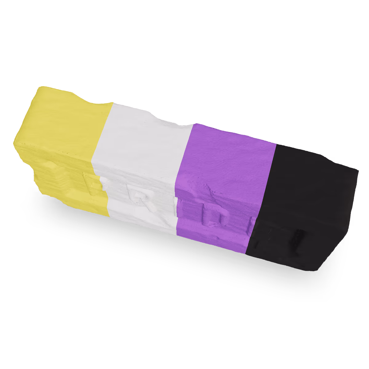 Pride Brick Key Chain, Nonbinary Pride Brick Key Chain, Top-down view