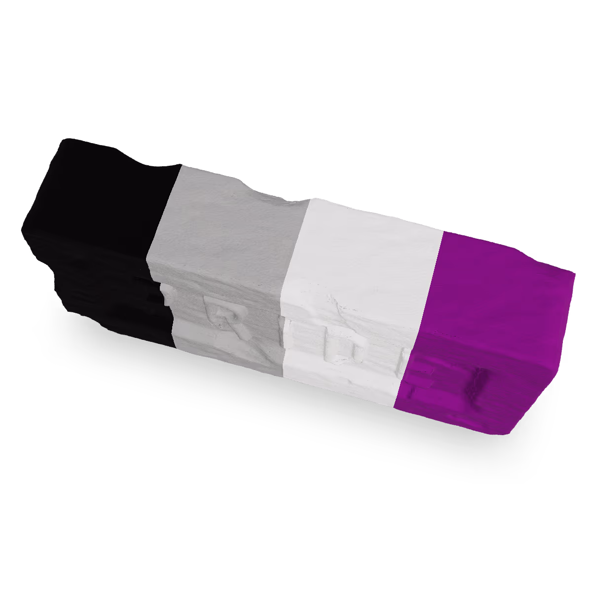 Pride Brick Key Chain, Asexual Pride Brick Key Chain, Top-down view