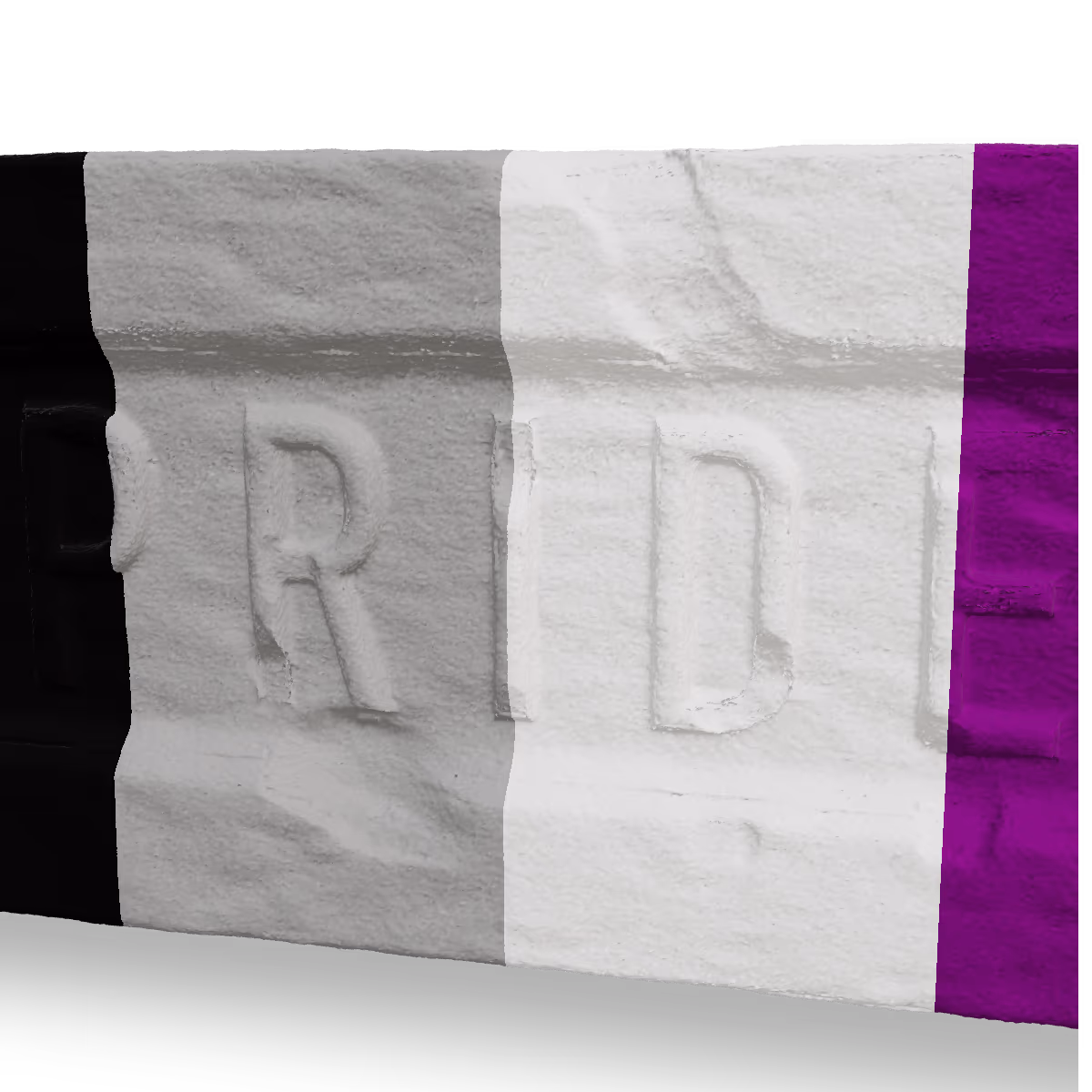 Pride Brick Key Chain, Asexual Pride Brick Key Chain, Close-up showing print layer lines