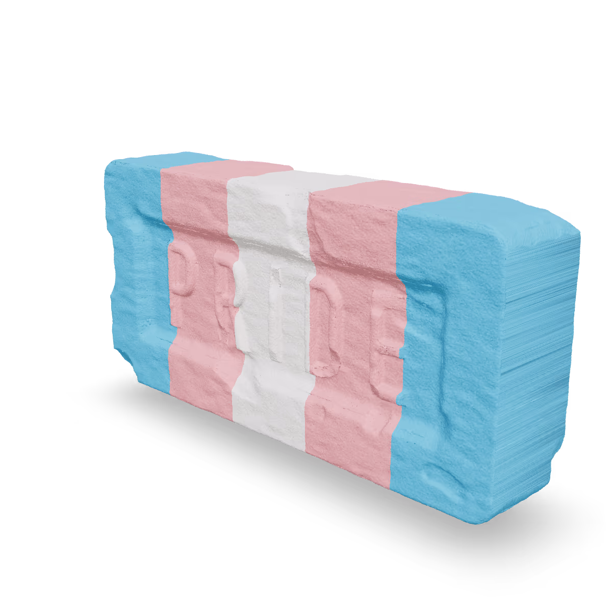 Pride Brick, Transgender Pride Brick, Three-quarter view from the right