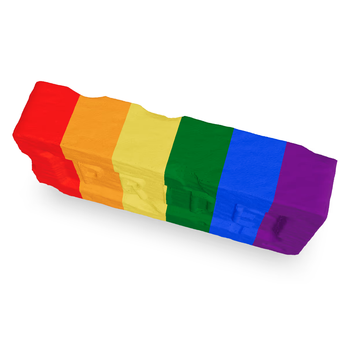 Pride Brick Key Chain, Rainbow Pride Brick Key Chain, Top-down view