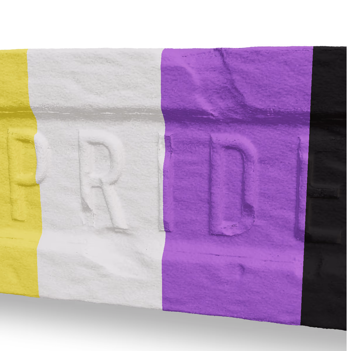 Pride Brick Key Chain, Nonbinary Pride Brick Key Chain, Close-up showing print layer lines